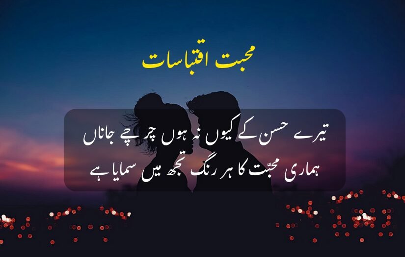 The photo shows a couple making love against a twilight sky with city lights in the background. At the top is written "Love Quotes" followed by quotes expressing deep love.